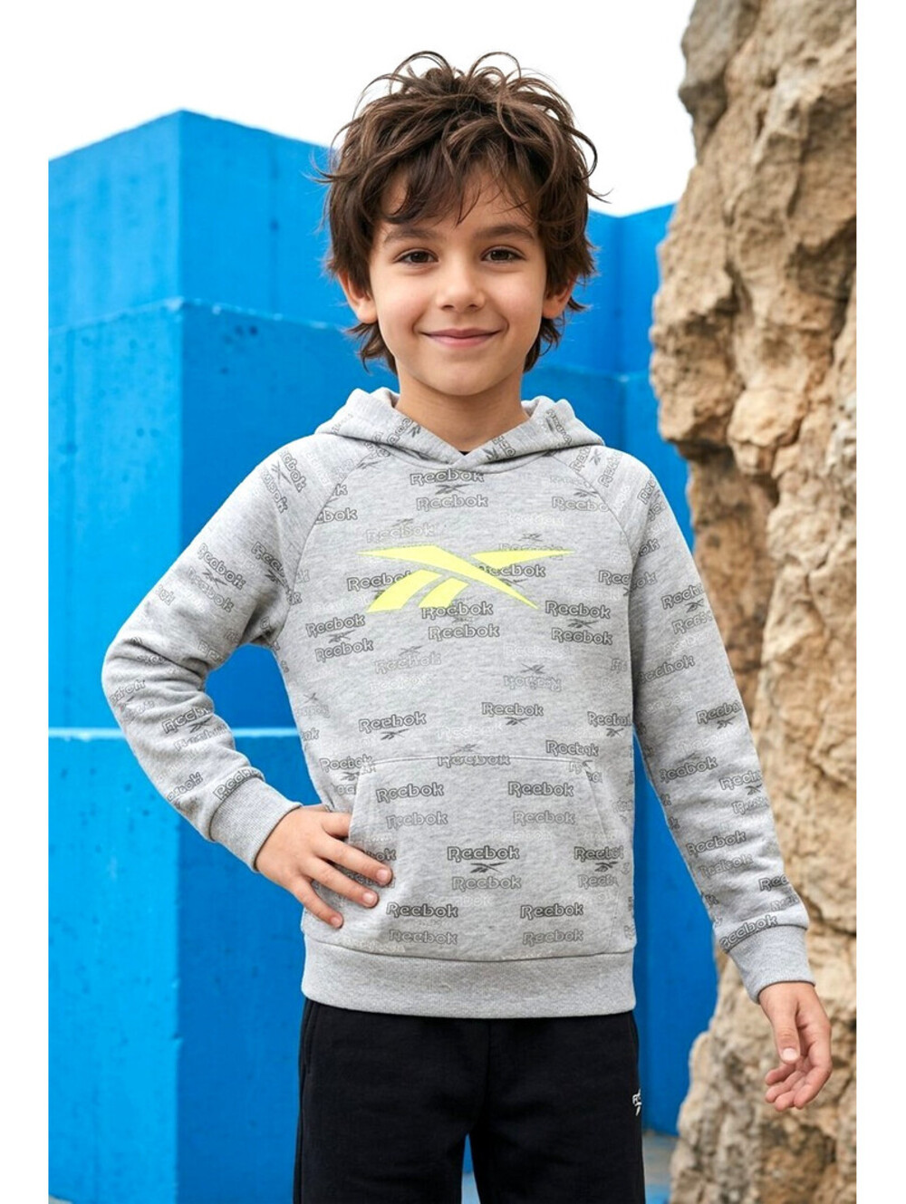 Reebok Youth Boys' All Over Print Fleece Hoodie sz 10
